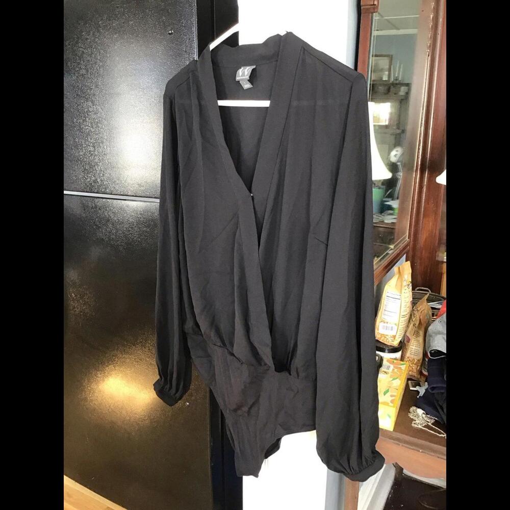 Womens Worthington blouse bodysuit, new, jcpenny, jet black, large, so pretty